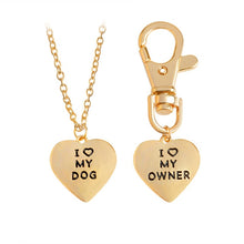 Load image into Gallery viewer, 2pcs/set &quot;I love my dog,I love my owner&quot; Heart Charm Necklace And Collar Dog