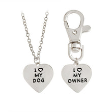 Load image into Gallery viewer, 2pcs/set &quot;I love my dog,I love my owner&quot; Heart Charm Necklace And Collar Dog