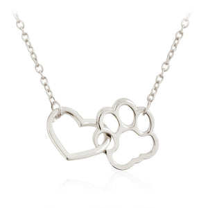 Heart & Dog Paw Charm Necklace