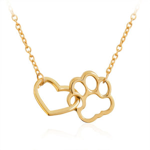 Heart & Dog Paw Charm Necklace